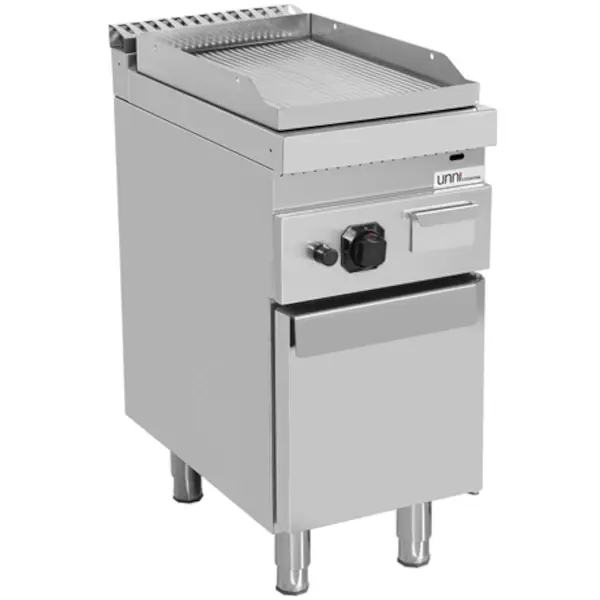 Bak-/Grillplaat | 700 SERIE | Gas | Gegroefd Oppervlak 380x565 (Verchroomd) | 80°C/300°C | 6.5kW | Piëzo Ontsteking | Gesloten Onderkast | 400x700x850/900(h)mm