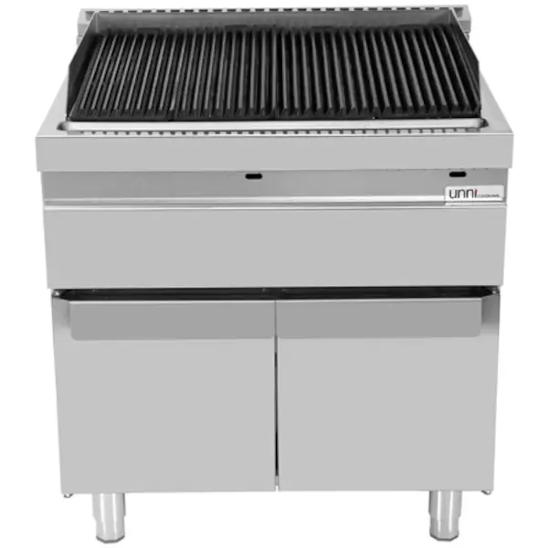 Stoomgrill | 700 SERIE | Gas | Gietijzer | 15kW | Piëzo Ontsteking | 2 Uitneembare Waterladen | 800x700x850/900(h)mm