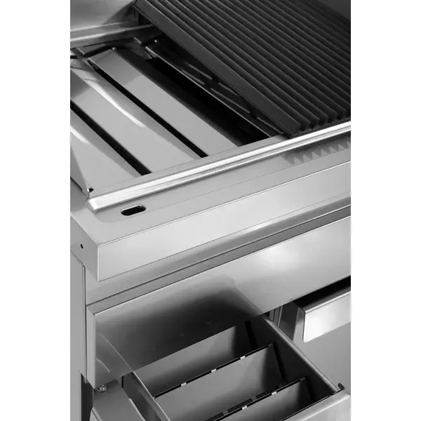 Stoomgrill | 700 SERIE | Gas | Gietijzer | 15kW | Piëzo Ontsteking | 2 Uitneembare Waterladen | 800x700x850/900(h)mm