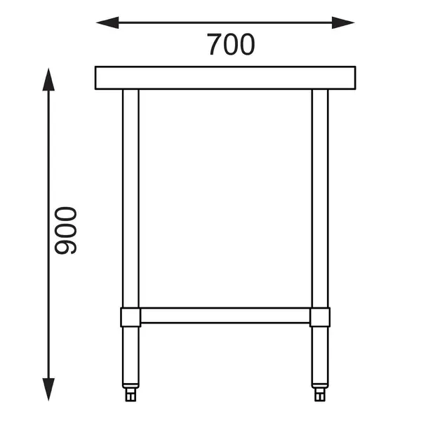 Werktafel | RVS | Bodemschap | Zelfmontage | 600x700x900(h)mm