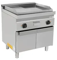 UNNI-COOKING Bak-/Grillplaat | 700 SERIE | Elektrisch | Glad/Gegroefd Oppervlak 740x565 (RVS) | 100°C/300°C | 9kW (400V) | Gesloten Onderkast | 800x700x850/900(h)mm