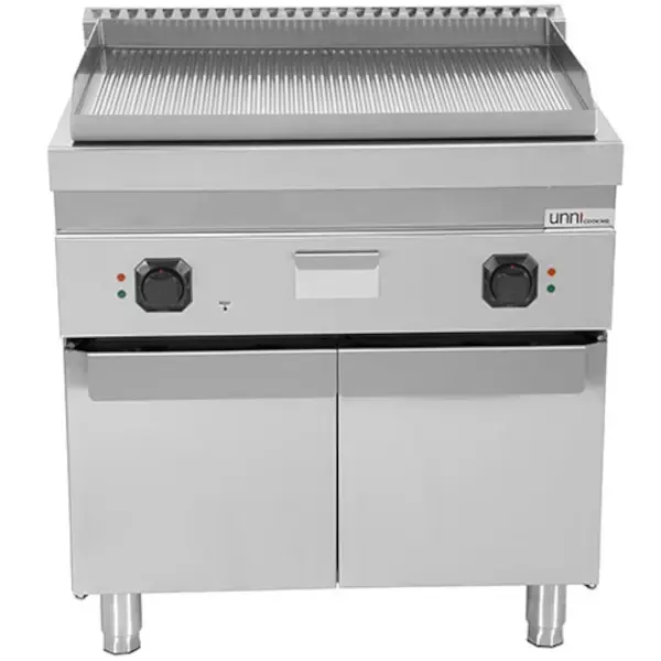 Bak-/Grillplaat | 700 SERIE | Elektrisch | Gegroefd Oppervlak 740x565 (RVS) | 100°C/300°C | 9kW (400V) | Gesloten Onderkast | 800x700x850/900(h)mm