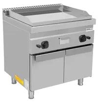 UNNI-COOKING Bak-/Grillplaat | 700 SERIE | Gas | Glad Oppervlak 740x565 (Verchroomd) | 80°C/300°C | 13kW | Piëzo Ontsteking | Gesloten Onderkast | 800x700x850/900(h)mm