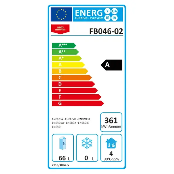Koelkast | Energiezuinig | 150L | Zwart | +2°C/+8°C | Statisch + Ventilator | Wielen | 600x595x855(h)mm