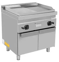 UNNI-COOKING Bak-/Grillplaat | 700 SERIE | Gas | Glad/Gegroefd Oppervlak 740x565 (RVS) | 80°C/300°C | 13kW | Piëzo Ontsteking | Gesloten Onderkast | 800x700x850/900(h)mm