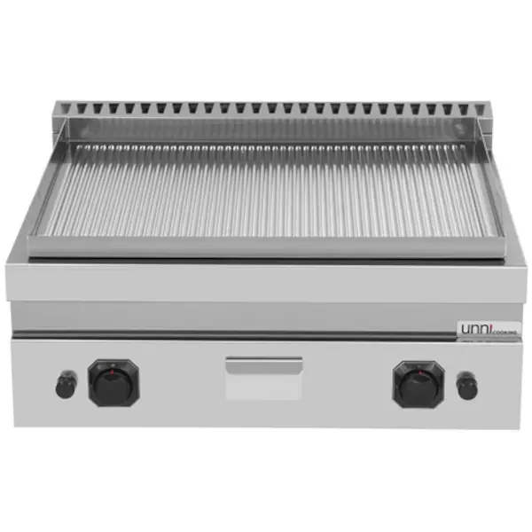 Bak-/Grillplaat | 700 SERIE | Gas | Gegroefd Oppervlak 740x565 (Verchroomd) | 80°C/300°C | 13kW | Piëzo Ontsteking | 800x700x300(h)mm