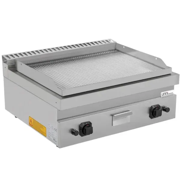 Bak-/Grillplaat | 700 SERIE | Gas | Gegroefd Oppervlak 740x565 (Verchroomd) | 80°C/300°C | 13kW | Piëzo Ontsteking | 800x700x300(h)mm