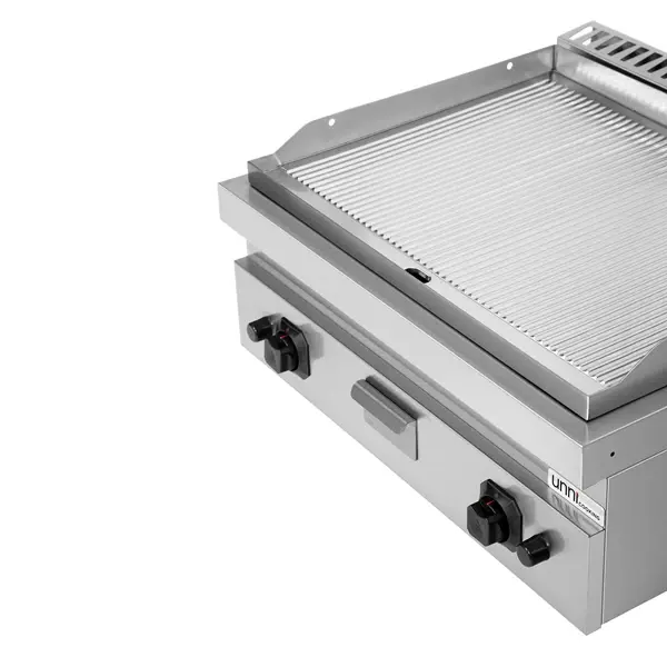 Bak-/Grillplaat | 700 SERIE | Gas | Gegroefd Oppervlak 740x565 (Verchroomd) | 80°C/300°C | 13kW | Piëzo Ontsteking | 800x700x300(h)mm