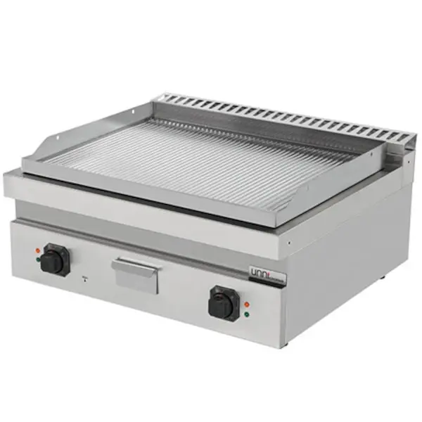 Bak-/Grillplaat | 700 SERIE | Elektrisch | Gegroefd Oppervlak 740x565 (RVS) | 100°C/300°C | 9kW (400V) | 800x700x300(h)mm