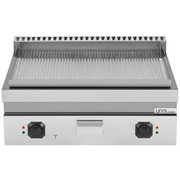 Bak-/Grillplaat | 700 SERIE | Elektrisch | Gegroefd Oppervlak 740x565 (RVS) | 100°C/300°C | 9kW (400V) | 800x700x300(h)mm