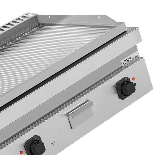 Bak-/Grillplaat | 700 SERIE | Elektrisch | Gegroefd Oppervlak 740x565 (RVS) | 100°C/300°C | 9kW (400V) | 800x700x300(h)mm