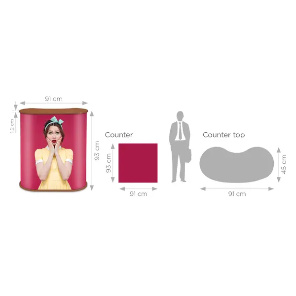 Counter | PROMO | Demonteerbaar | Voor-/Zijkanten Beprintbaar | Incl. Draagtas | 910x450x930(h)mm