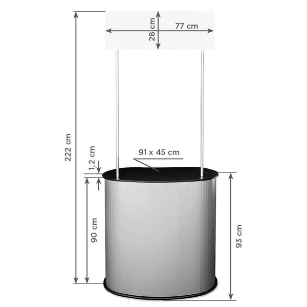 Counter + Banner | PROMO | Demonteerbaar | Voor-/Zijkanten Beprintbaar | Incl. Draagtas | 910x450x930/2220(h)mm