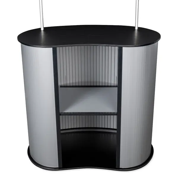 Counter + Banner | PROMO | Demonteerbaar | Voor-/Zijkanten Beprintbaar | Interne Schappen | Incl. Draagtas | 910x450x930/2220(h)mm