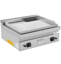 UNNI-COOKING Bak-/Grillplaat | 700 SERIE | Gas | Glad/Gegroefd Oppervlak 740x565 (Verchroomd) | 80°C/300°C | 13kW | Piëzo Ontsteking | 800x700x300(h)mm