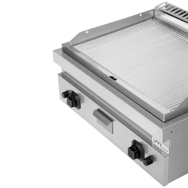 Bak-/Grillplaat | 700 SERIE | Gas | Gegroefd Oppervlak 740x565 (RVS) | 80°C/300°C | 13kW | Piëzo Ontsteking | 800x700x300(h)mm