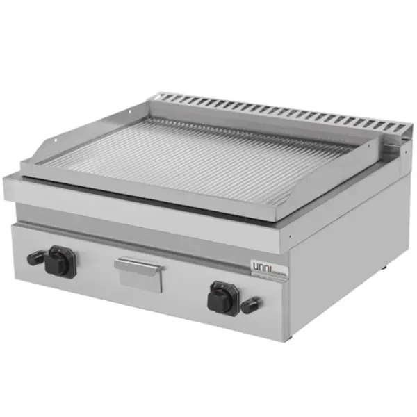 Bak-/Grillplaat | 700 SERIE | Gas | Gegroefd Oppervlak 740x565 (RVS) | 80°C/300°C | 13kW | Piëzo Ontsteking | 800x700x300(h)mm
