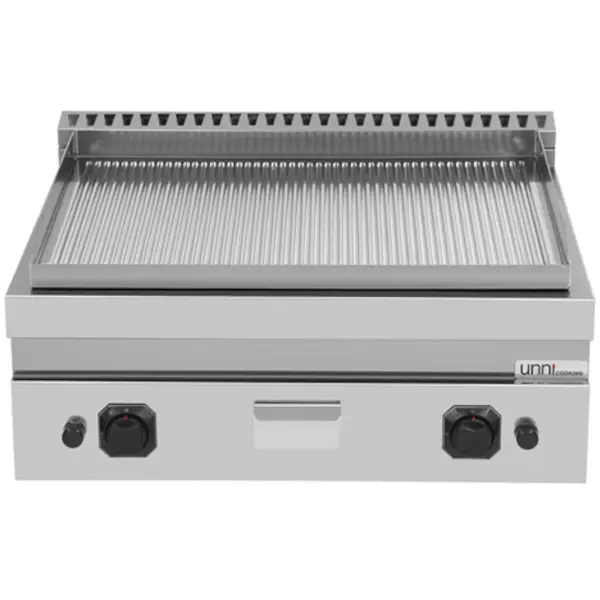 Bak-/Grillplaat | 700 SERIE | Gas | Gegroefd Oppervlak 740x565 (RVS) | 80°C/300°C | 13kW | Piëzo Ontsteking | 800x700x300(h)mm