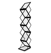 Luxus Folderstandaard | MONTANA | Staal/Aluminium | Zwart | Opvouwbaar | Dubbelzijdig | 6x A4 | Incl. Koffer | 260x370x1500(h)mm 