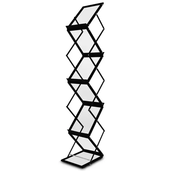 Folderstandaard | MONTANA | Staal/Aluminium | Zwart | Opvouwbaar | Dubbelzijdig | 6x A4 | Incl. Koffer | 260x370x1500(h)mm