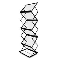 Luxus Folderstandaard | MONTANA | Staal/Aluminium | Zwart | Opvouwbaar | Dubbelzijdig | 6x A3 | Incl. Koffer | 470x380x1470(h)mm