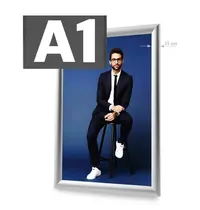 Luxus Kliklijst | STANDARD | Aluminium | Zilvergrijs | A1-Formaat | Rand 25mm | Incl. Wandbevestiging 