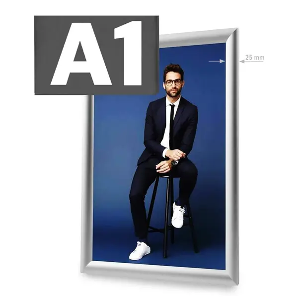 Kliklijst | STANDARD | Aluminium | Zilvergrijs | A1-Formaat | Rand 25mm | Incl. Wandbevestiging