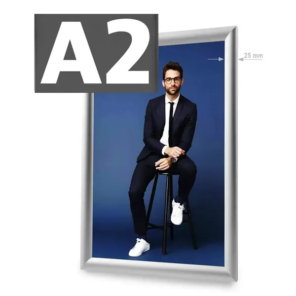 Kliklijst | STANDARD | Aluminium | Zilvergrijs | A2-Formaat | Rand 25mm | Incl. Wandbevestiging