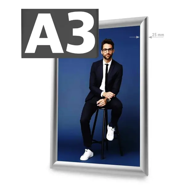 Kliklijst | STANDARD | Aluminium | Zilvergrijs | A3-Formaat | Rand 25mm | Incl. Wandbevestiging