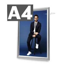 Luxus Kliklijst | STANDARD | Aluminium | Zilvergrijs | A4-Formaat | Rand 25mm | Incl. Wandbevestiging