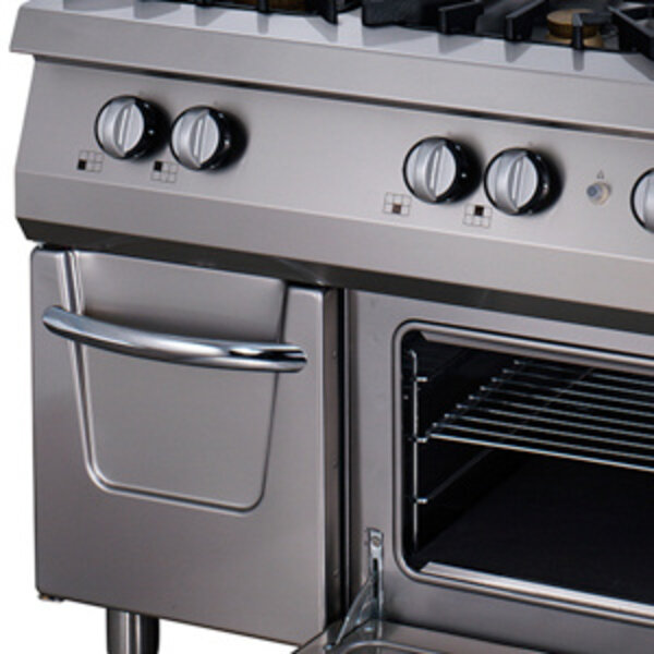 Premium gasfornuis | RVS/Gietijzer | Zes pitten | RVS ovenkamer | 1200x900x850(h)mm