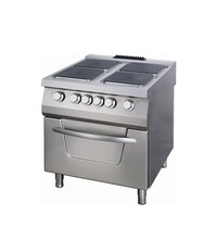 Maxima Premium elektrisch fornuis | 90–450°C | RVS/Gietijzer | Vier grote pitten | 22kW (400V) | 800x900x850(h)mm