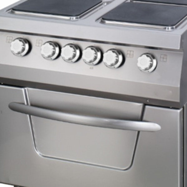 Premium elektrisch fornuis | 90–450°C | RVS/Gietijzer | Vier grote pitten | 22kW (400V) | 800x900x850(h)mm