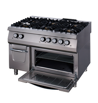Maxima Premium gasfornuis met oven | RVS/Gietijzer | Zware gietijzeren pannendragers | Chromen gasbranders | 6kW (400V) | 1200x900x850(h)mm