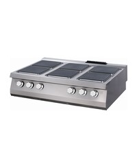 Maxima Premium Kookplaat Elektrisch | 90–450°C | RVS/Gietijzer | 6 ruime kookplaten | 24kW (400V) | 1200x900x280(h)mm