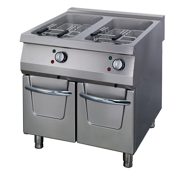 Premium elektrische friteuse | 60–190°C | RVS | Dubbel 22L | 36kW (400V) | 800x900x850(h)mm