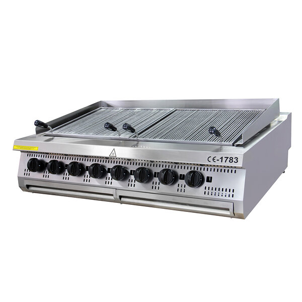 Premium Chargrill | 8 zones | Veilige vetafvoer | Individuele thermostaten | 1200x900x280(h)mm