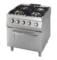 Maxima Premium gasfornuis met oven | RVS/Gietijzer/Verc | Ruime gasoven | 800x900x850(h)mm