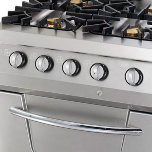 Premium gasfornuis met oven | RVS/Gietijzer/Verc | Ruime gasoven | 800x900x850(h)mm