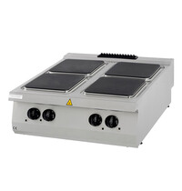 Maxima Premium Kookplaat Elektrisch | 90–450°C | RVS/Gietijzer | 4 ruime kookplaten | 16kW (400V) | 800x900x280(h)mm