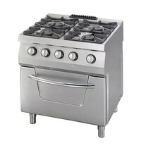 Maxima Heavy Duty Fornuis | RVS/Gietijzer/Verc | Vier krachtige branders | Ruime gasoven | 800x700x850(h)mm