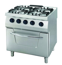 Maxima Heavy Duty Fornuis | RVS/Gietijzer/Verc | Vier krachtige branders | Elektrische oven | 6kW (400V) | 800x700x850(h)mm