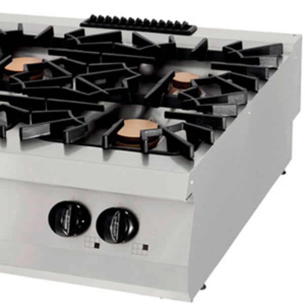 Premium Kookplaat Gas | RVS/Gietijzer/Verc | Zware gietijzeren pannendragers | Ergonomisch RVS ontwerp | 1200x900x280(h)mm