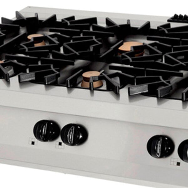 Premium Kookplaat Gas | RVS/Gietijzer/Verc | Zware gietijzeren pannendragers | Ergonomisch RVS ontwerp | 1200x900x280(h)mm