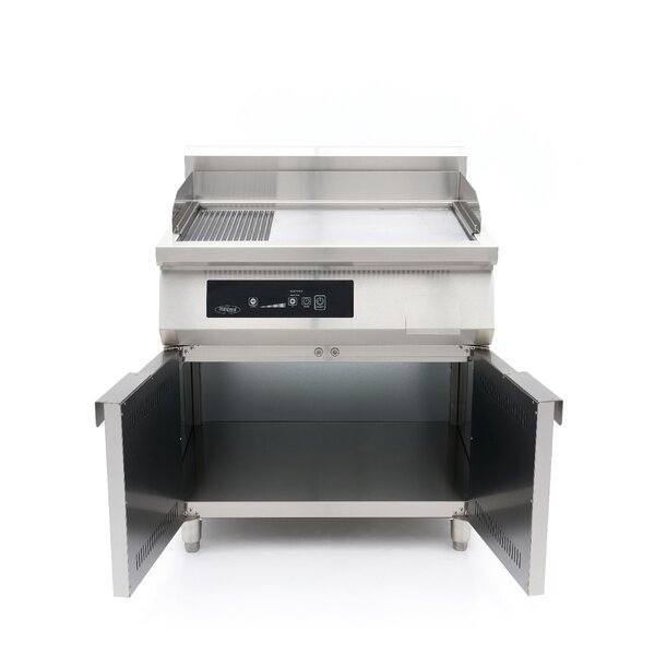 Inductie Grillplaat Dubbel met Onderstel | 80–300°C | RVS | Digitale temperatuurregeling | 10kW (400V) | 800x700x990(h)mm