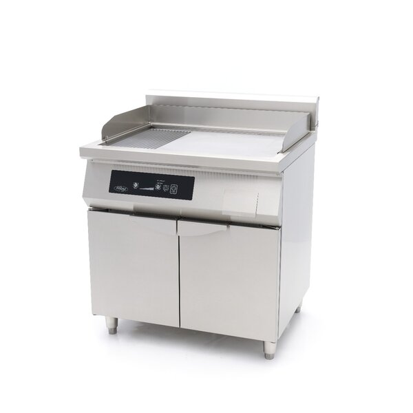 Inductie Grillplaat Dubbel met Onderstel | 80–300°C | RVS | Digitale temperatuurregeling | 10kW (400V) | 800x700x990(h)mm