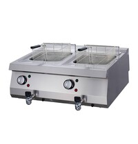 Maxima Heavy Duty Friteuse Elektrisch | 110–190°C | RVS | 2 x 12 liter inhoud | 22kW (400V) | 800x700x280(h)mm 
