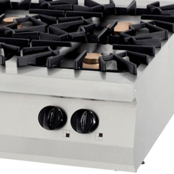 Premium Kookplaat | Gietijzer/Verchroomd | 4-pits | Gietijzeren pannendragers | 800x900x280(h)mm