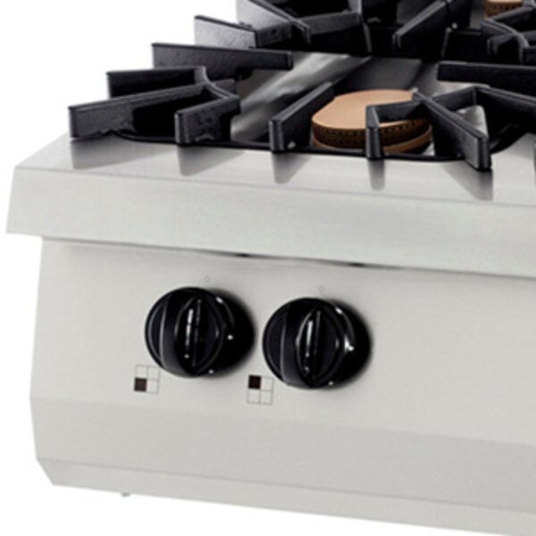 Premium Kookplaat | Gietijzer/Verchroomd | 4-pits | Gietijzeren pannendragers | 800x900x280(h)mm