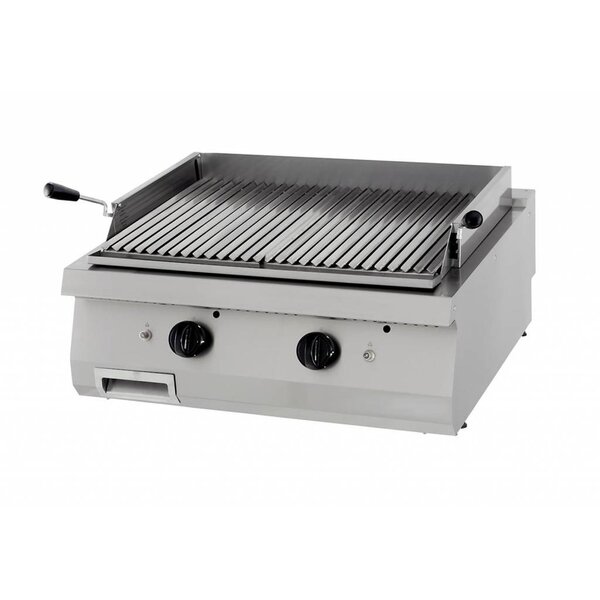 Heavy Duty Lavasteengrill | Dubbele grillplaat | In hoogte verstelbaar | 800x700x280(h)mm